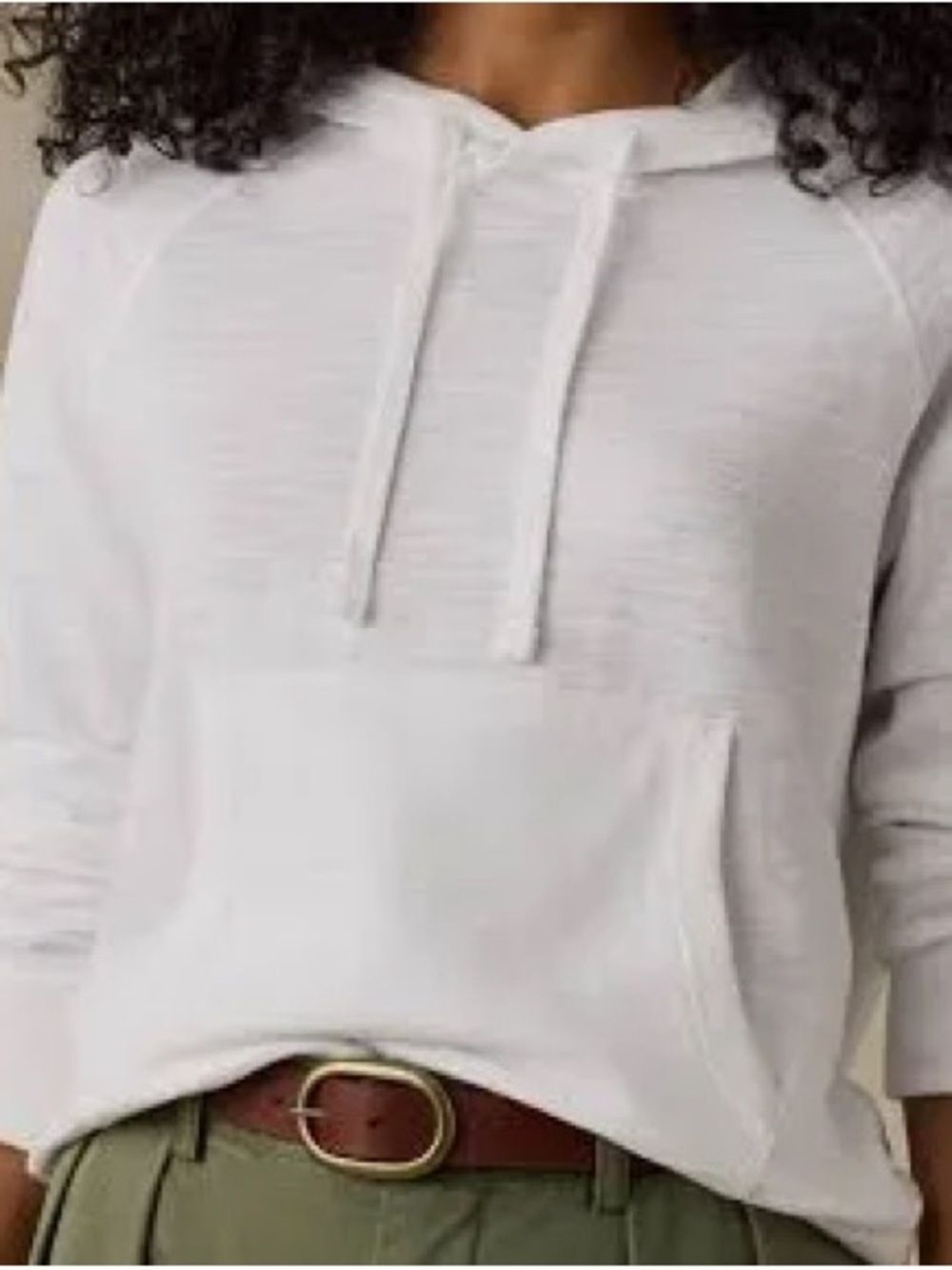 Faherty Sunwashed Organic Cotton White Slub Pullover Hoodie Sweatshirt Size L